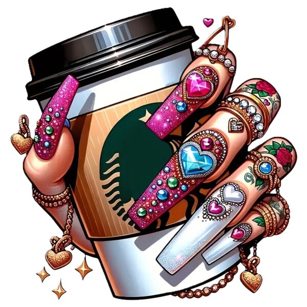 My Coffee Manicure Bling Thumbnail